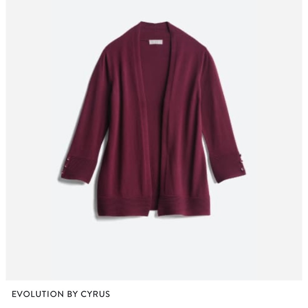 Evolution by Cyrus Women's Open-Front Burgundy Cardigan